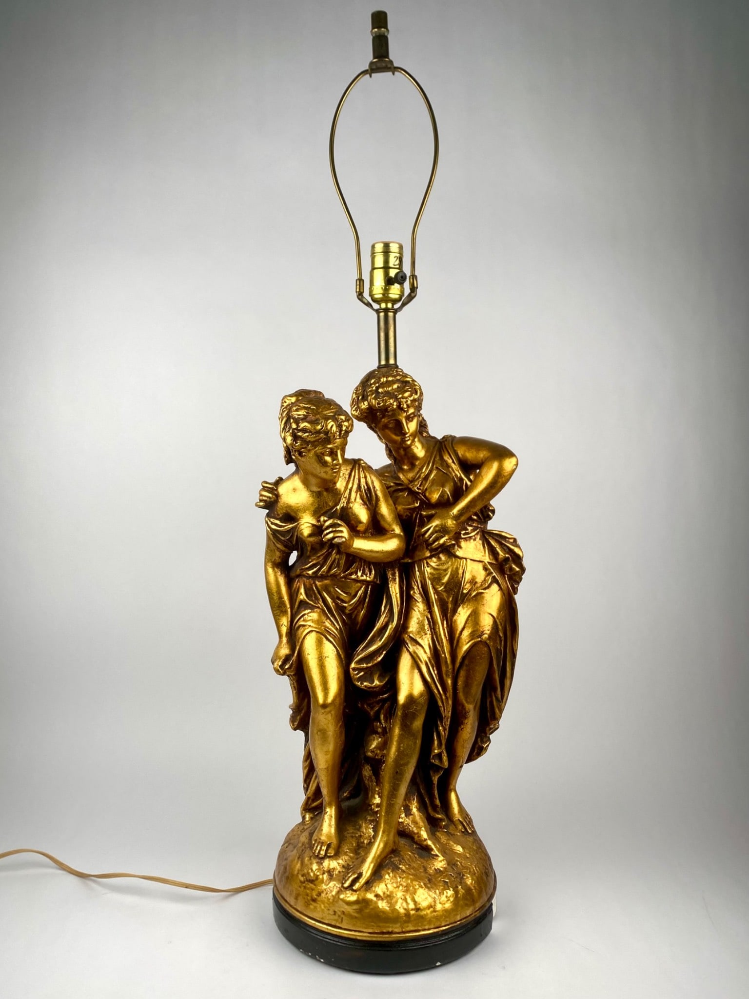 Gilt Figural Table Lamp Depicting Two Classical Maidens (1 of 12)