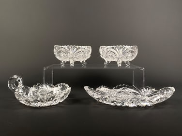 Set of Four American Brilliant Cut Crystal Dishes and Bowls