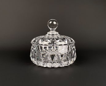 Clear Cut Glass Lidded Candy Dish