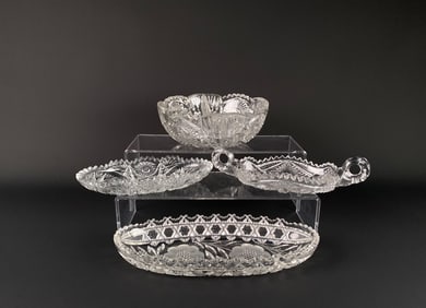 Four Cut Glass Serving Dishes and Bowls