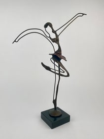 Abstract Bronze Ballerina Sculpture on Marble Base