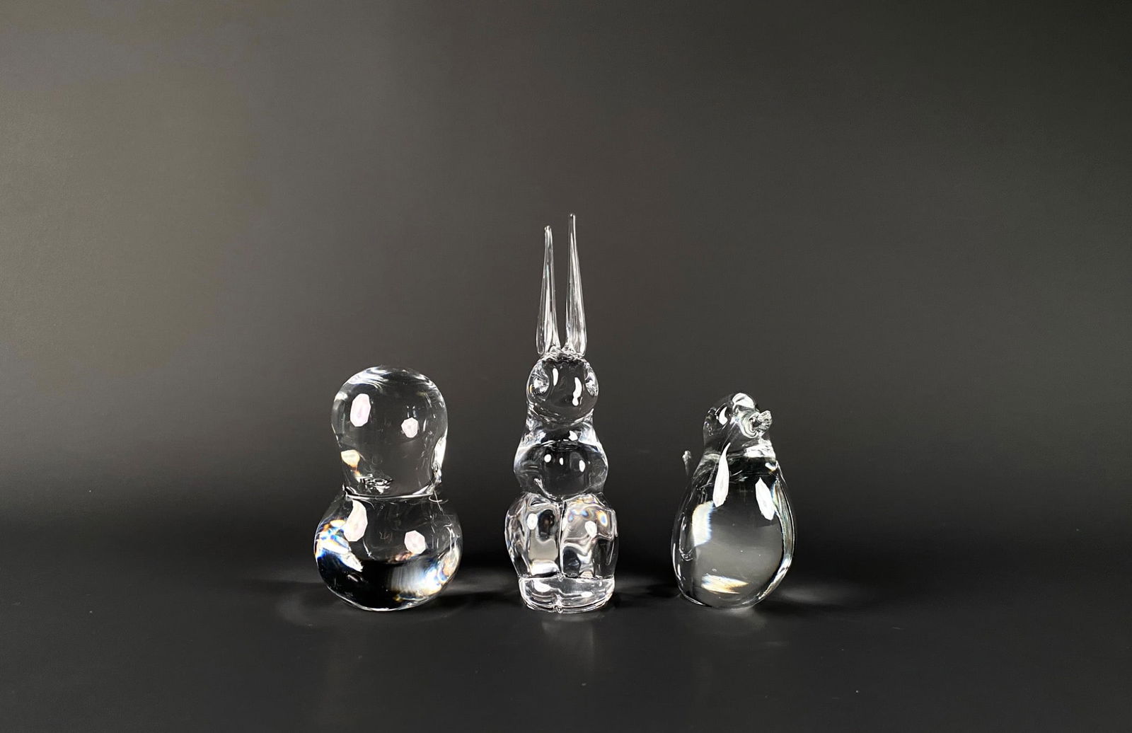 Three Crystal Animal Figurines (Rabbit, Bird, and Duck) (1 of 8)