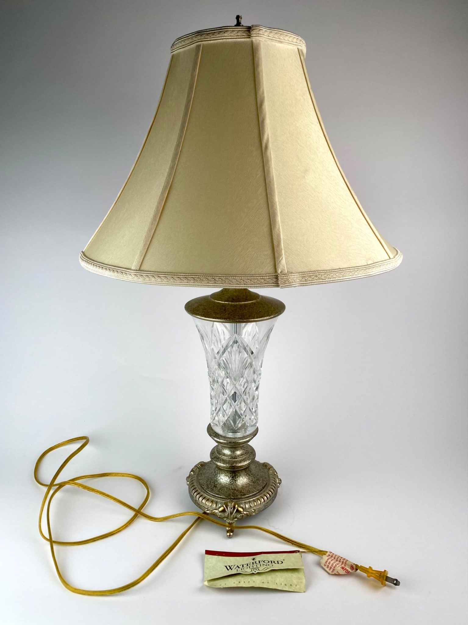 Waterford Crystal and Antiqued Brass Table Lamp with Shade (1 of 12)