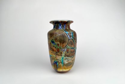 Signed Studio Art Glass Iridescent Vase