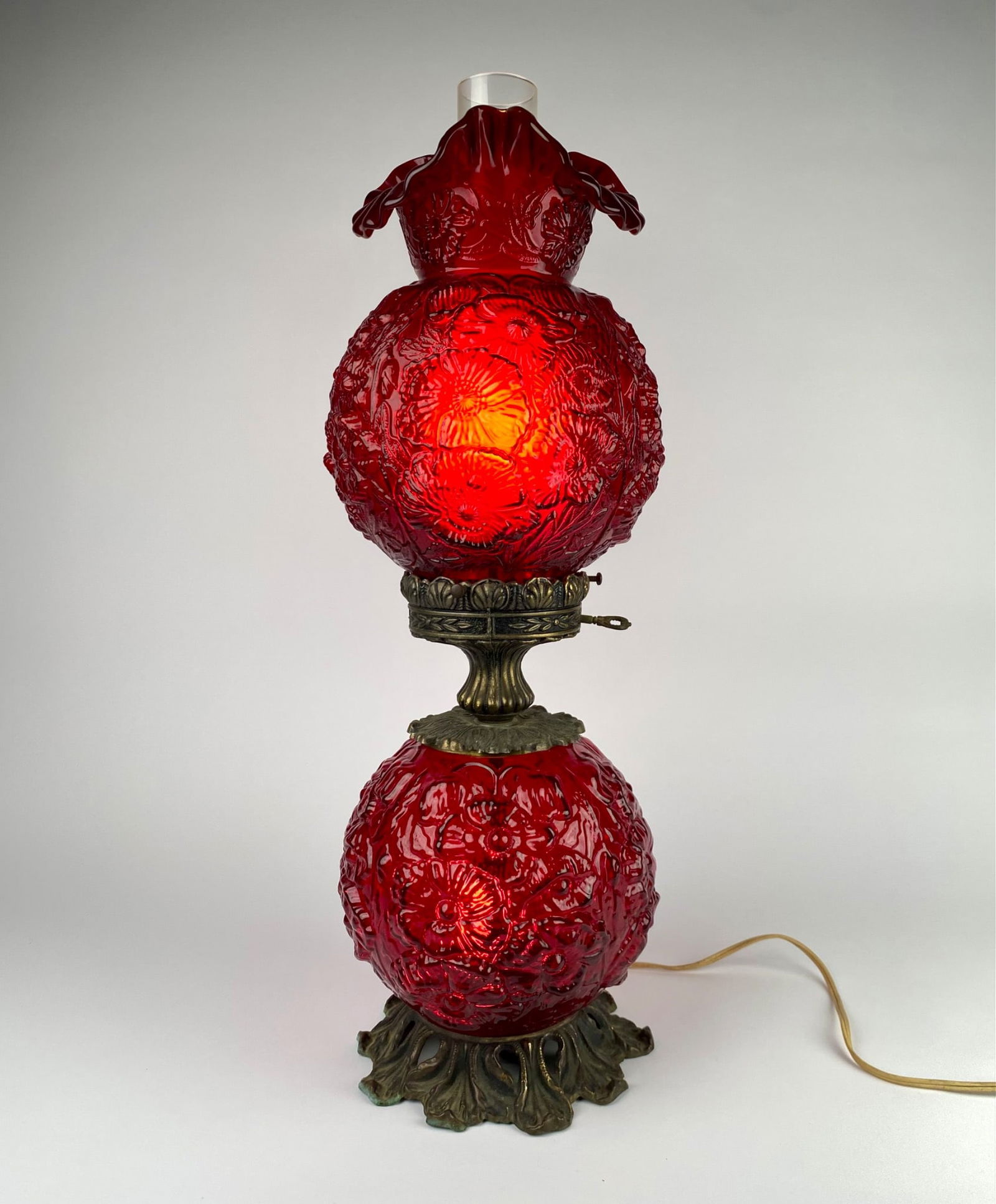 Fenton Ruby Red Poppy ‘Gone with the Wind’ Lamp (1 of 10)