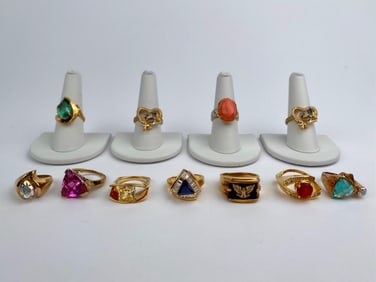 Group of Eleven Sterling Silver Gemstone Rings