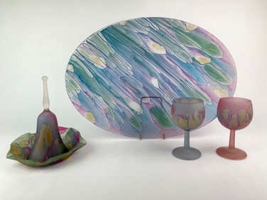 Group of Multicolor Satin Art Glass