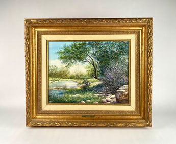 ‘April Solitude’ Oil on Canvas by Mostyn in Ornate Gilt Frame
