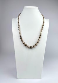 Sterling Silver Beaded Necklace, Marked 925