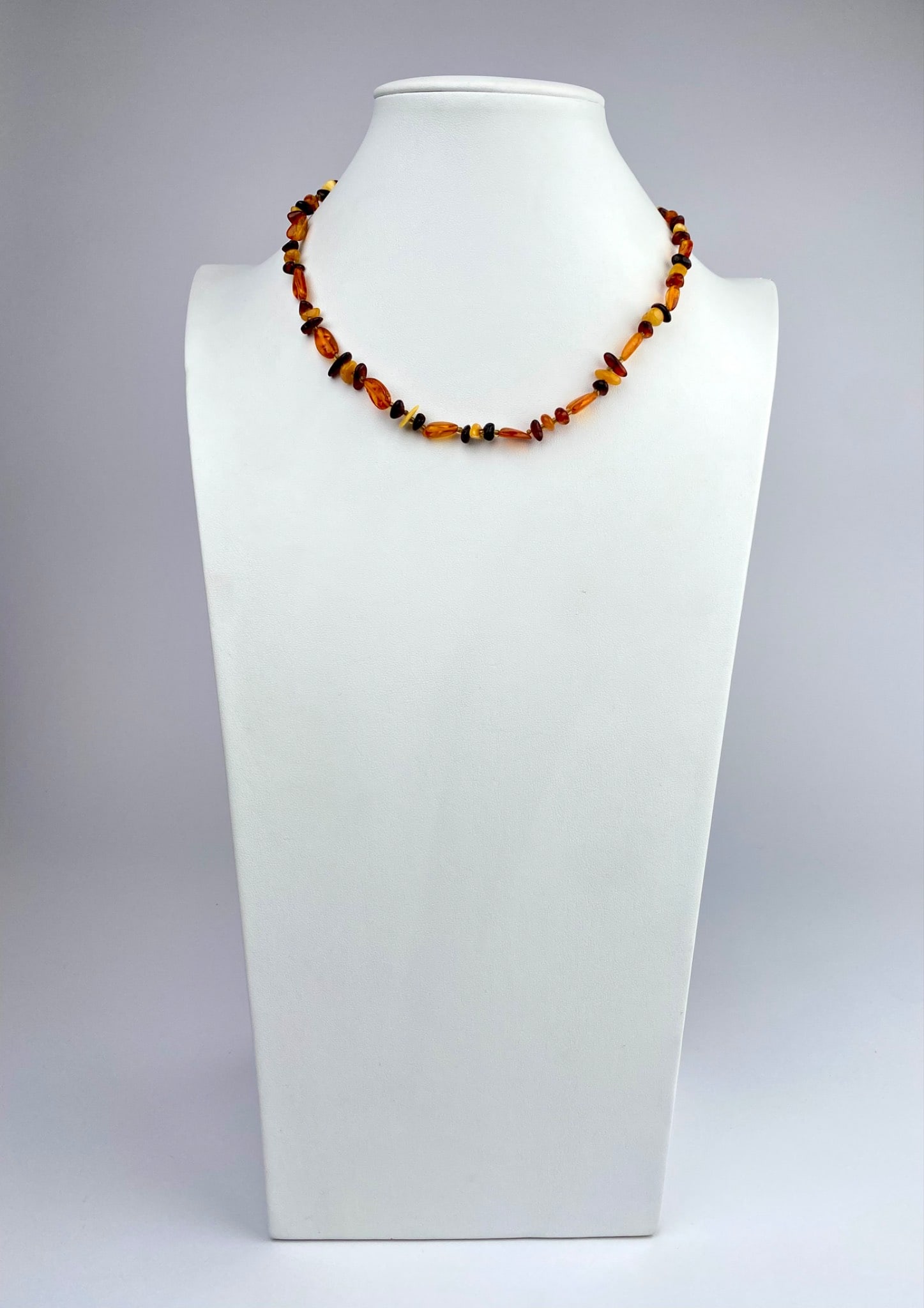 Amber Bead Necklace Featuring Multicolor Amber Pieces (1 of 6)