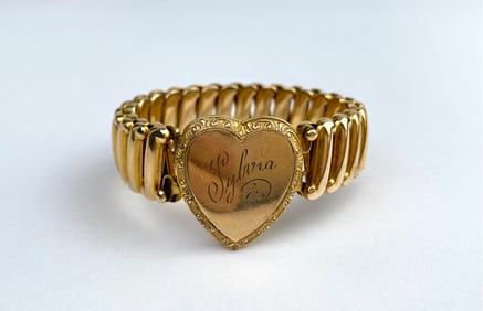 Vintage Sweetheart Expansion Bracelet with Heart Locket