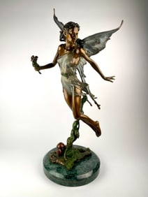Large Signed Limited Edition Bronze Fairy Sculpture by V. Issac, 10/45, 2003
