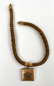 Victorian Hairwork Necklace with Gold-Tone Locket