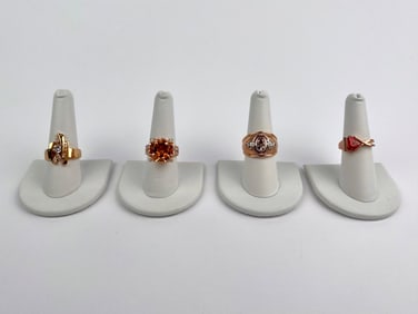 Set of Four Sterling Silver Gemstone Rings, Marked 925