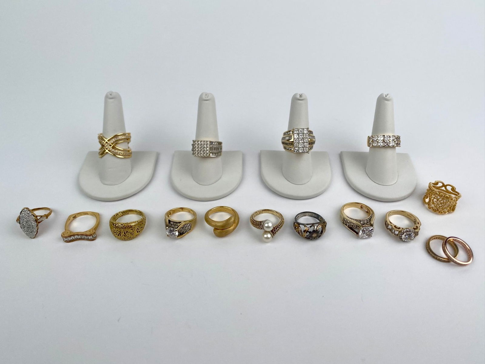 Group of 16 Assorted Sterling Silver Gold-Tone Rings (1 of 12)