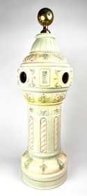 Tall Ceramic Ornate Post with Decorative Brass Finial