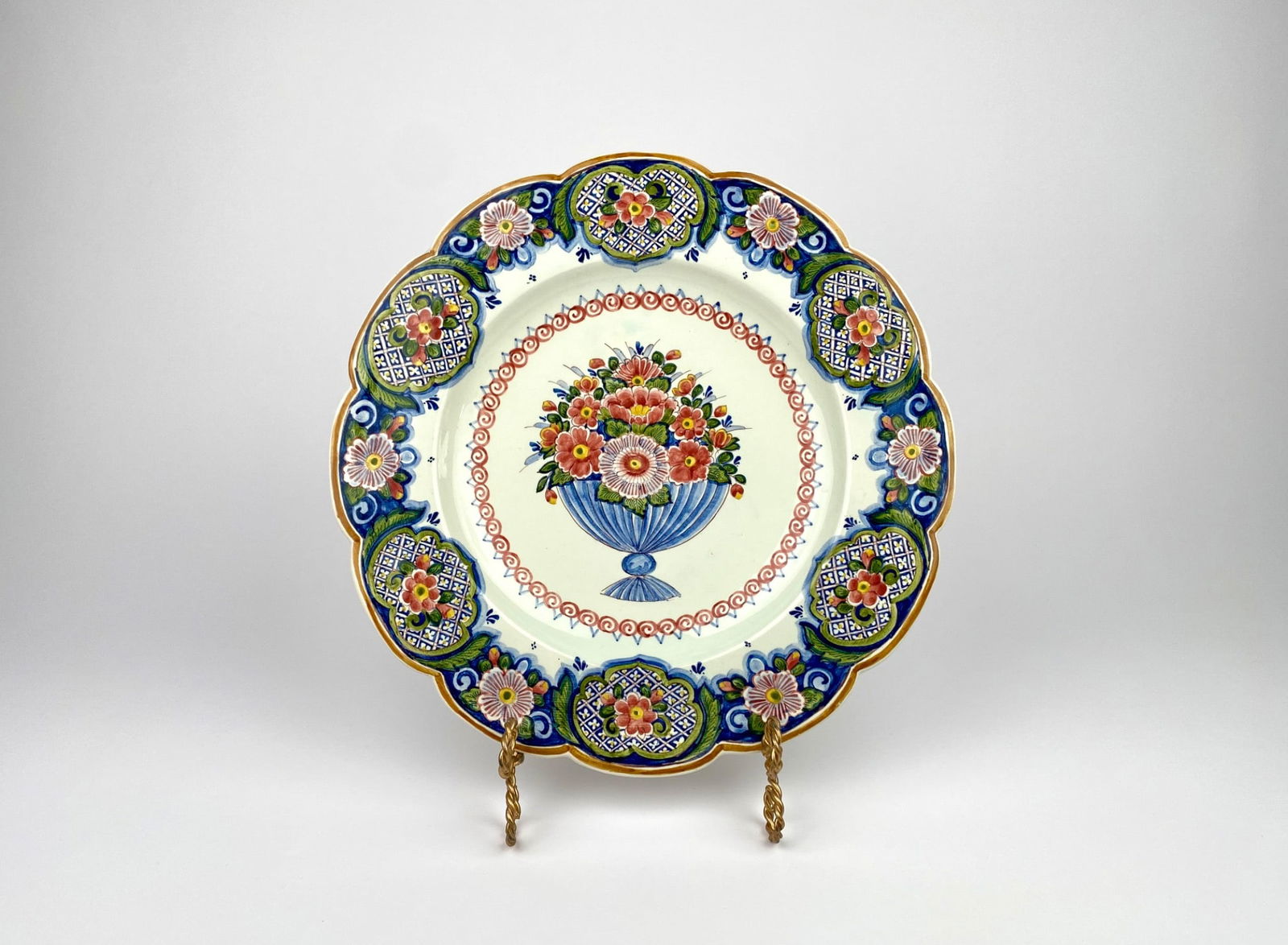 Polychrome Delft Hand-Painted Floral Plate, Holland (1 of 8)