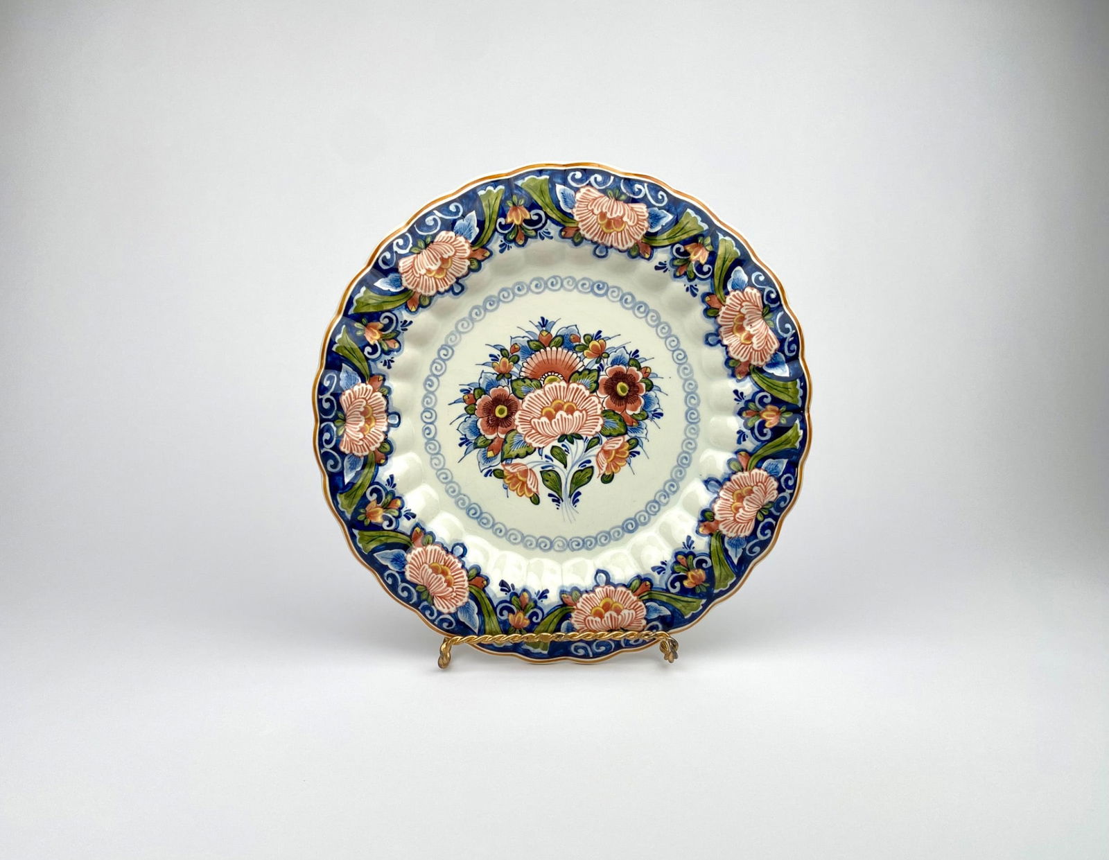 Polychrome Delft Hand-Painted Floral Charger, Holland (1 of 8)