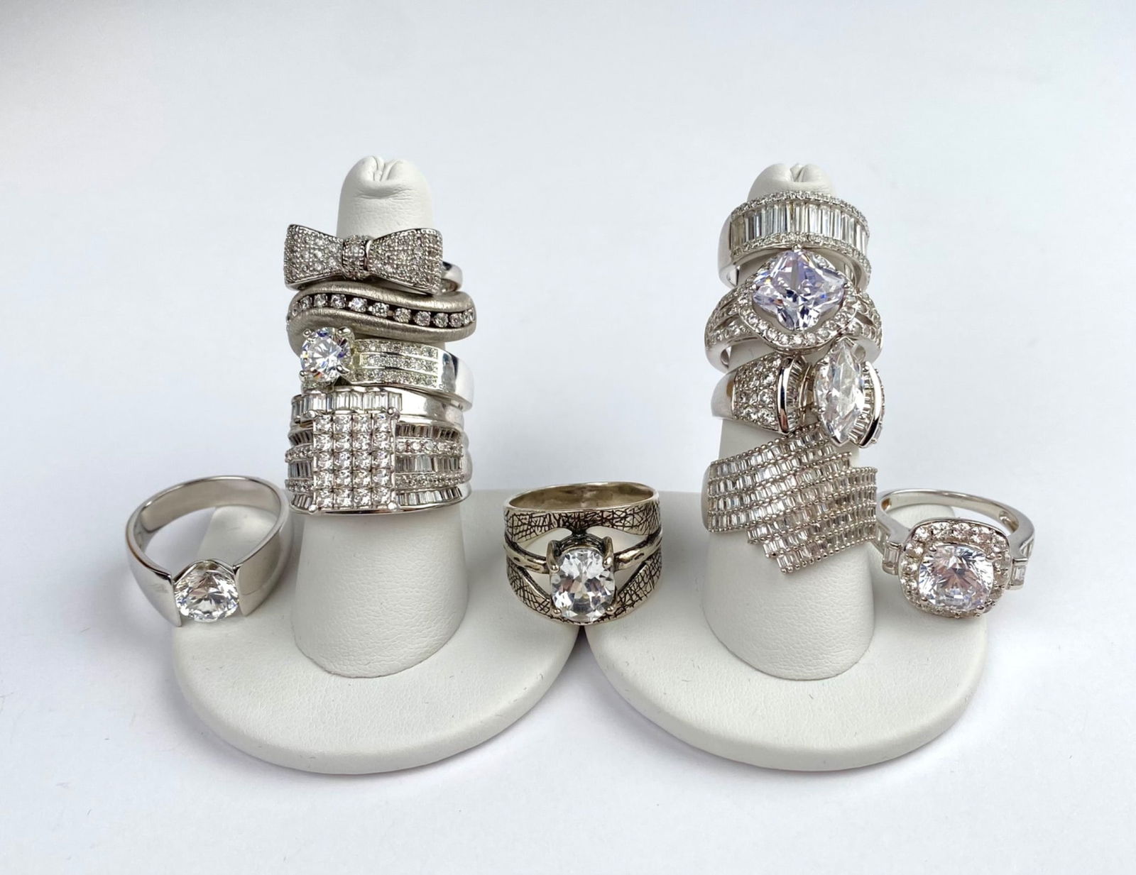 Lot of 12 Sterling Silver CZ Rings (1 of 12)