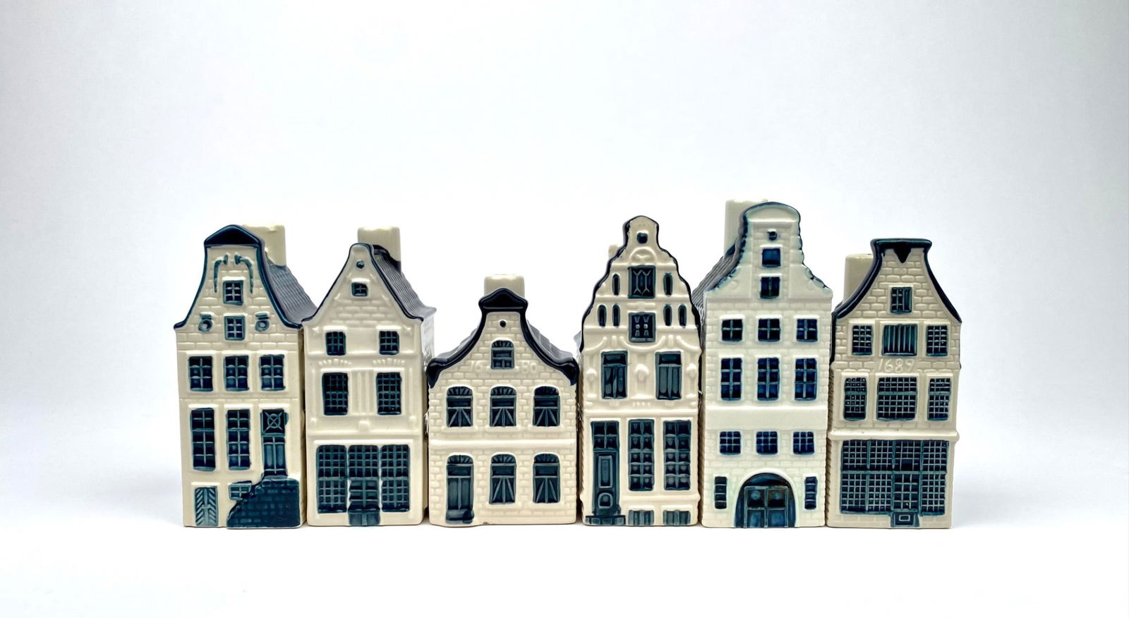 Set of 6 KLM Delft Blue Bols Ceramic Canal House Bottles (1 of 10)