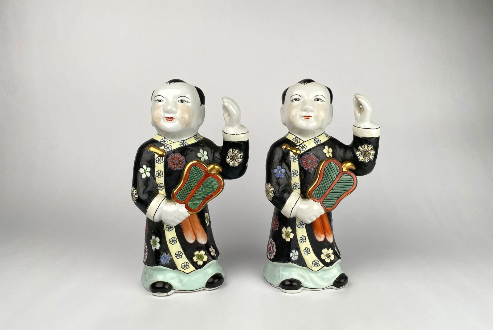 Pair of Chinese Enameled Porcelain Boy Figures (1 of 10)