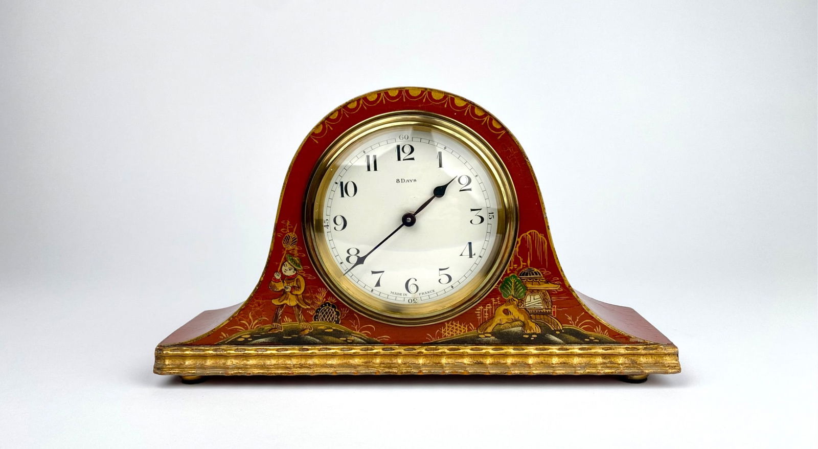 Antique French Chinoiserie Lacquered Mantel Clock, Early 20th Century (1 of 9)