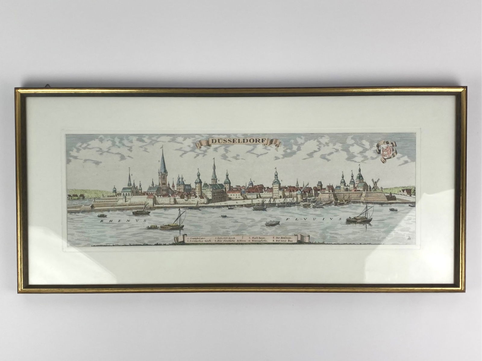 18th/19th Century Panoramic Hand-Colored Engraving of Dusseldorf, Germany (1 of 8)