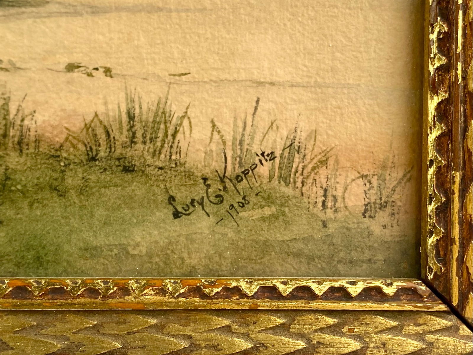 Framed Landscape Watercolor Signed Lury E. Koppitz, Dated 1908 - 5