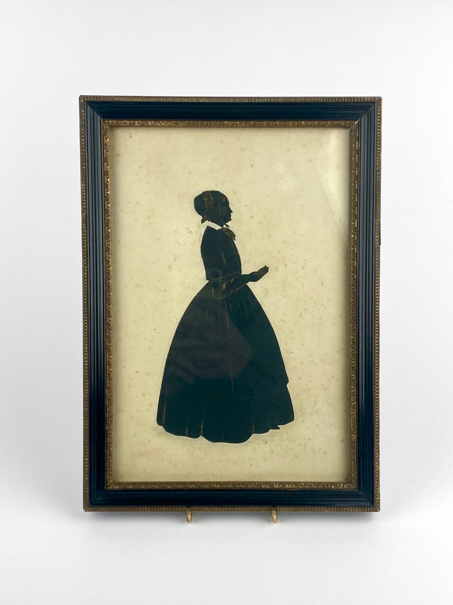 19th Century Framed Silhouette Portrait of a Woman, Crawley Framer Label (1 of 6)
