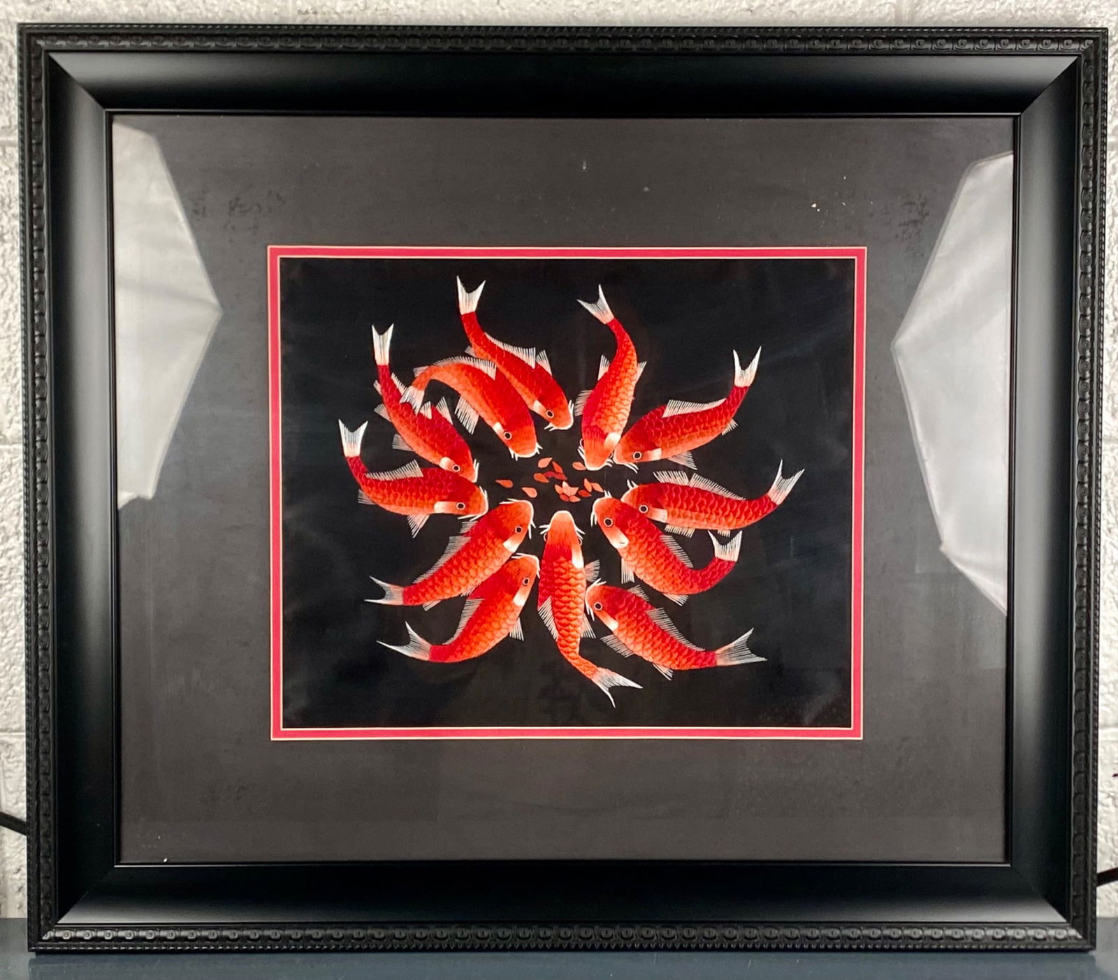 Framed Chinese Silk Embroidery of Koi Fish (1 of 6)