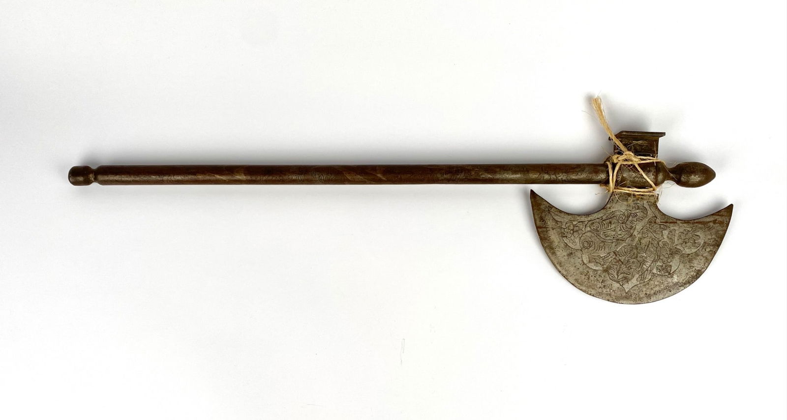Asian Ceremonial Axe or Polearm with Engraved Iron Blade (1 of 7)