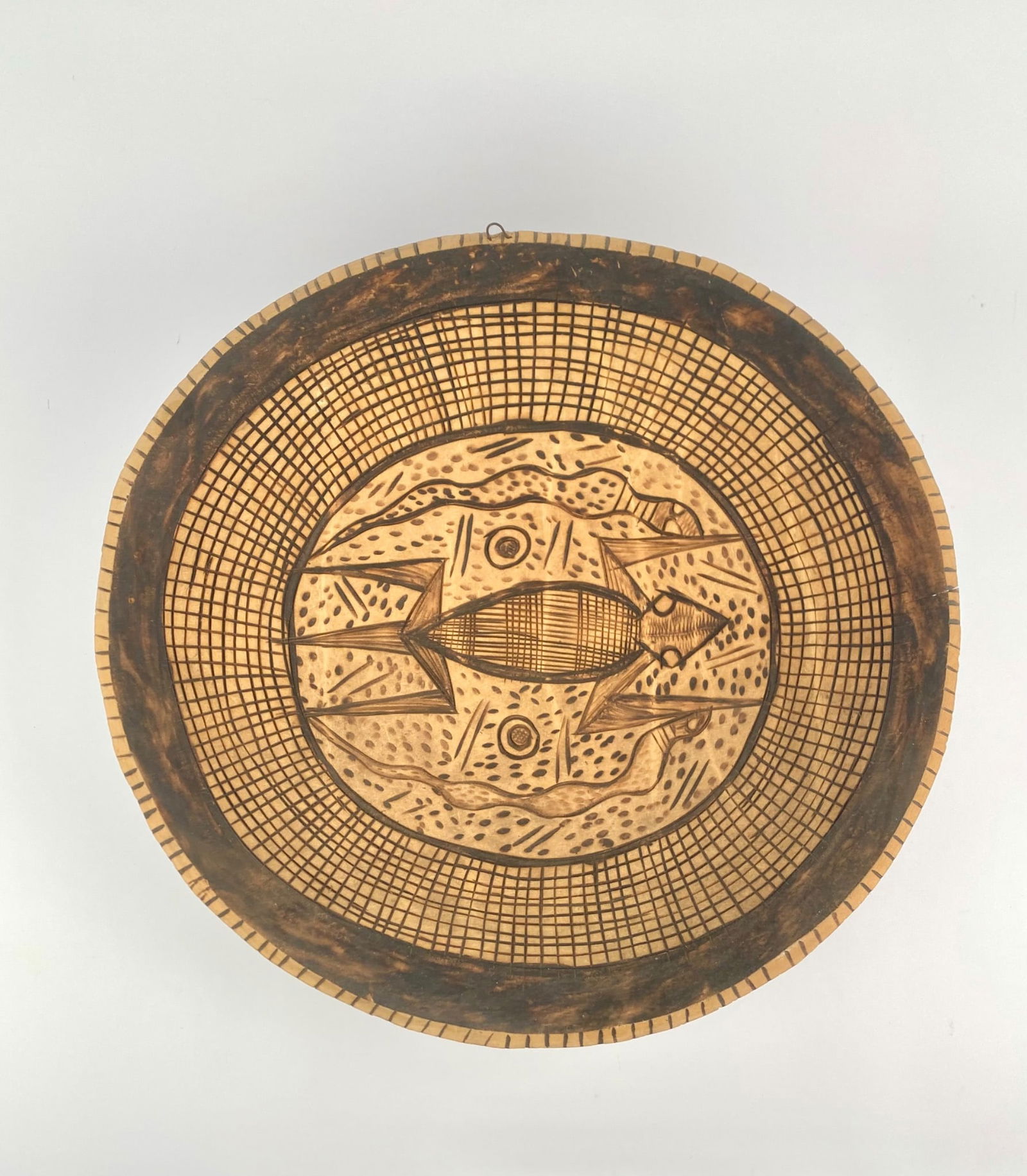 African Hand-Carved Wooden Wall Platter with Figural Motifs (1 of 8)