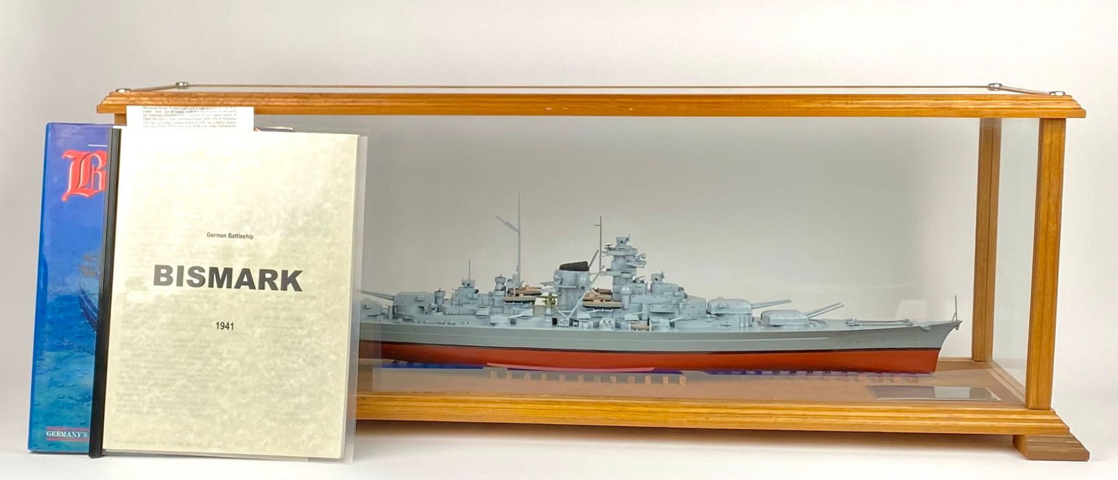 Otto J. Kirchner German Battleship Biskmarck Model in Glass Display Case with Literature (1 of 12)