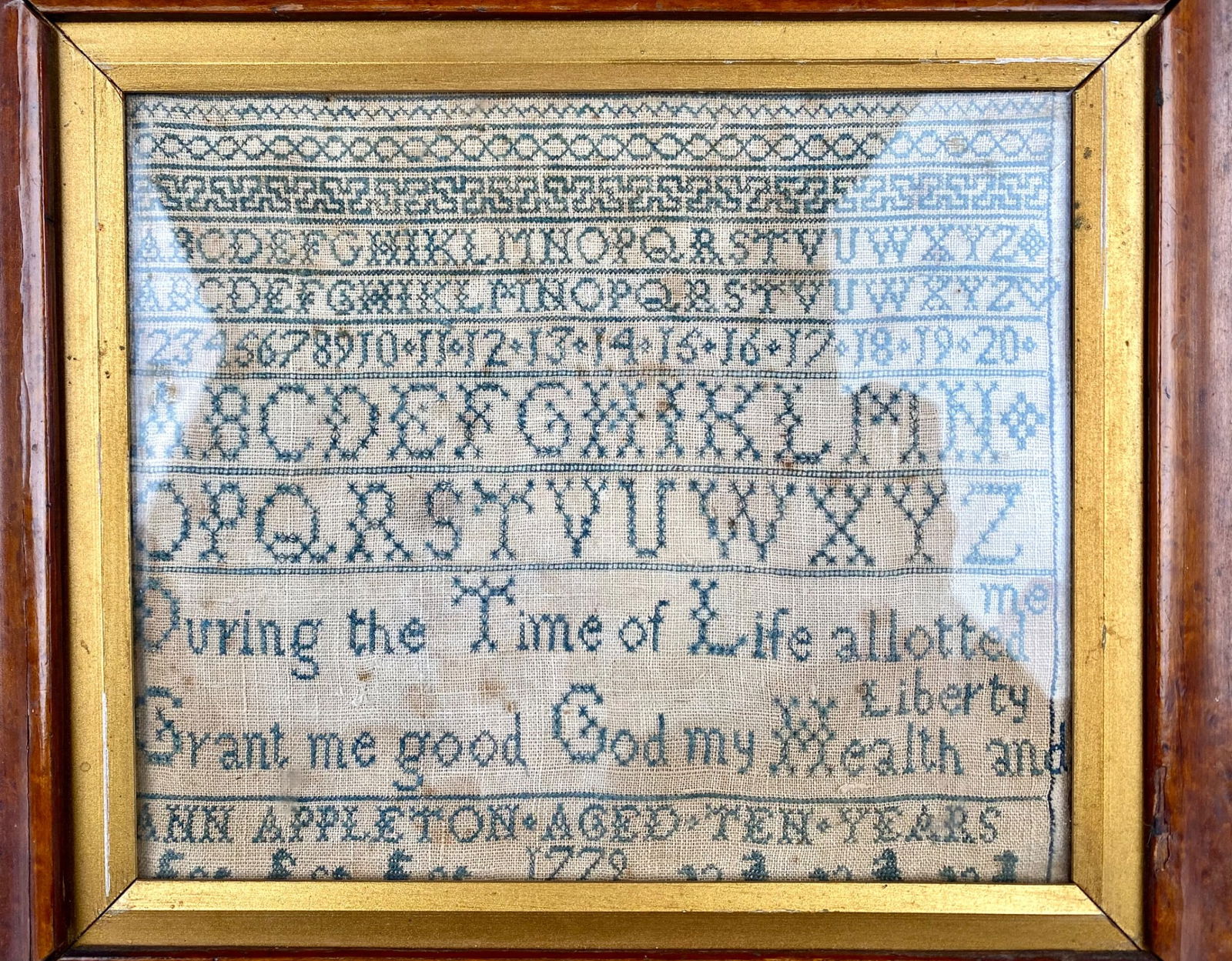 1779 Ann Appleton Framed Needlework Sampler - 2