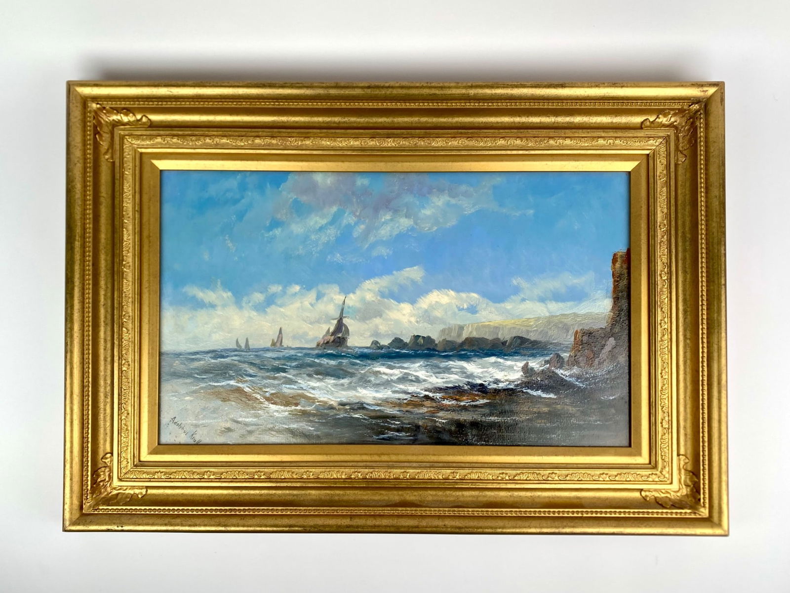 William Adolphus Knell (British, 1807-1875), Coastal Seascape with Sailing Vessels (1 of 9)