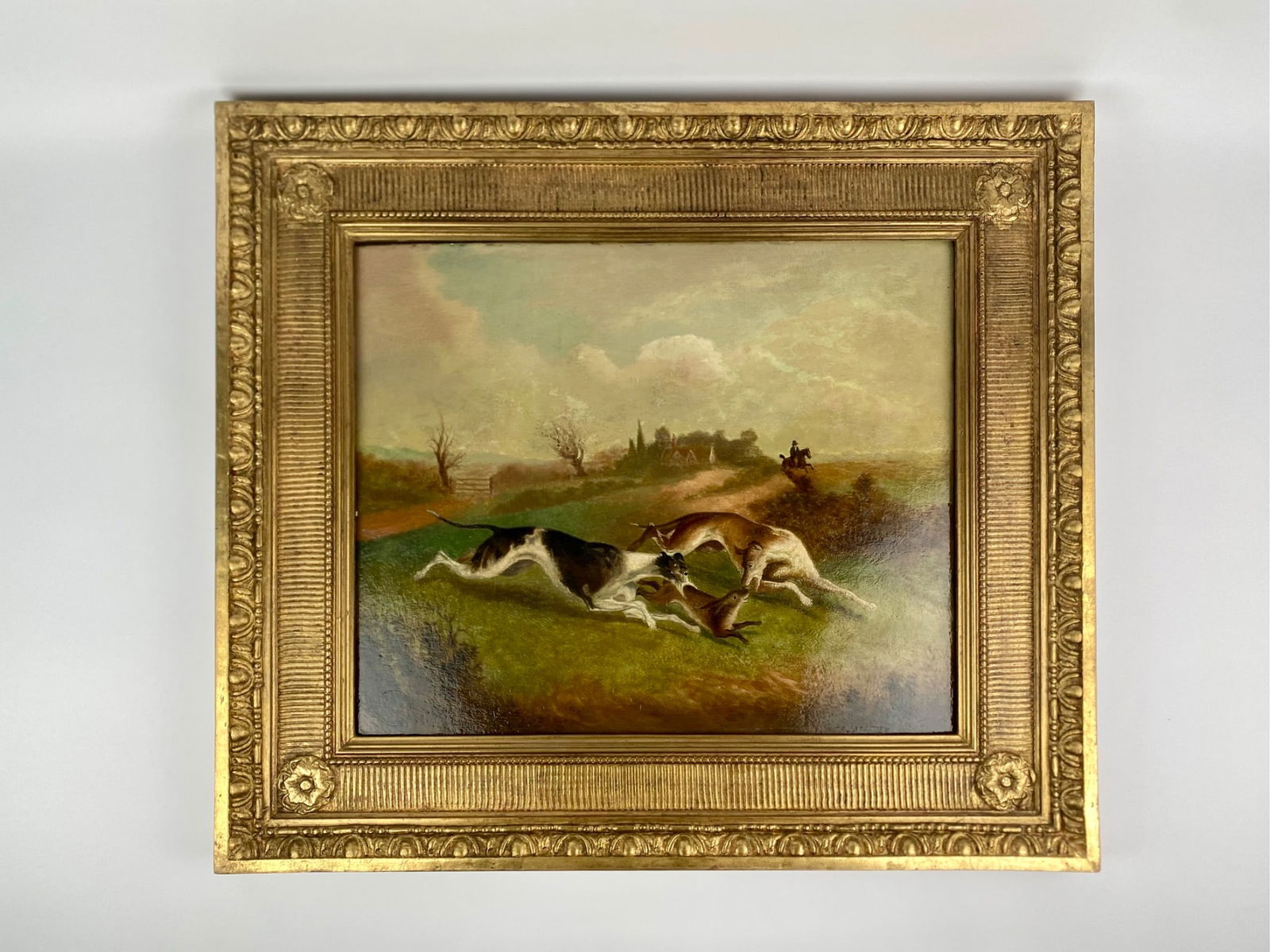 19th Century English School, Hare Coursing Scene, Oil on Panel (1 of 8)