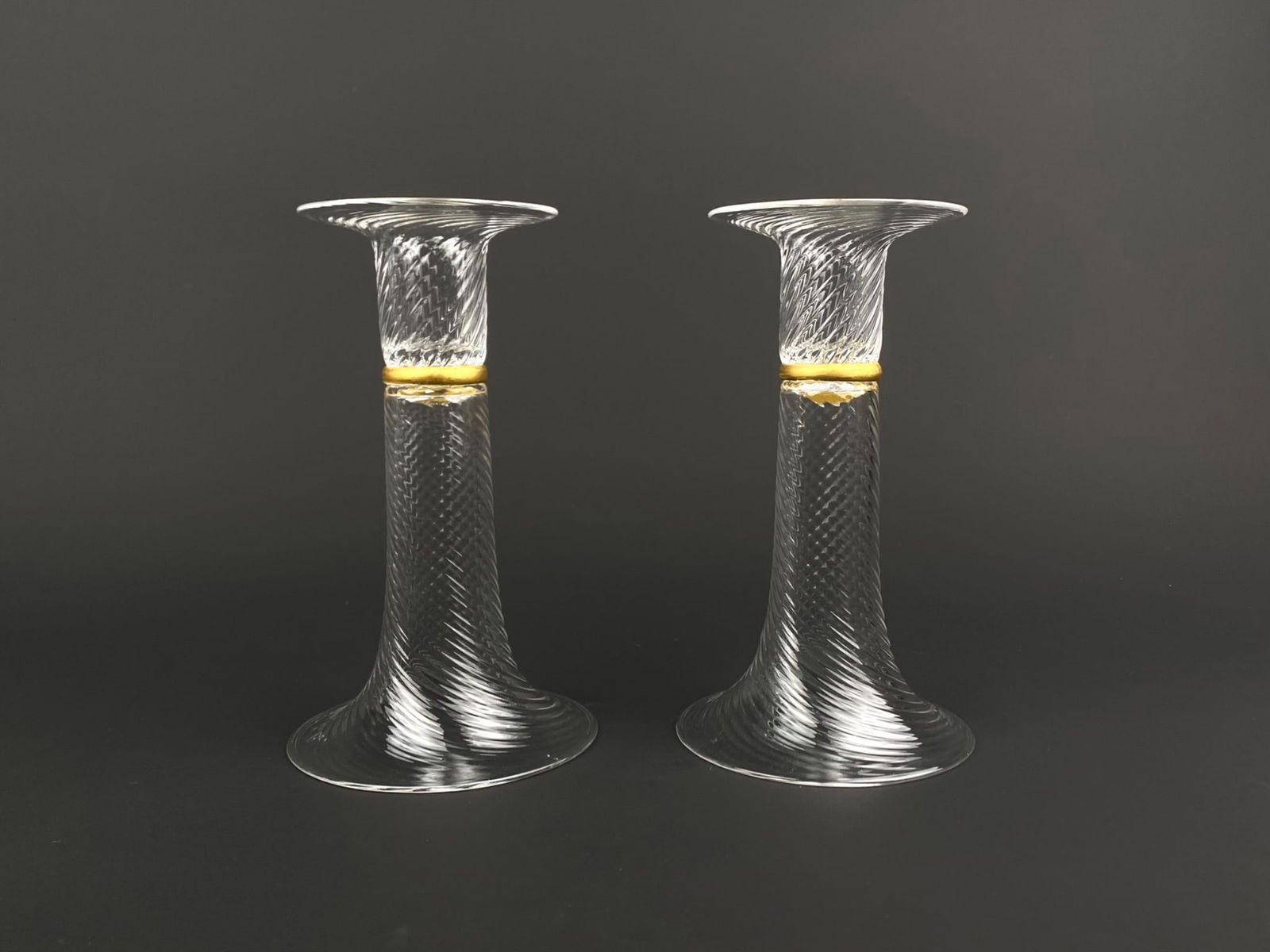 Pair of Tiffany & Co. Studio Art Glass Spiral Candlesticks, Signed William Gudenrath (1 of 11)