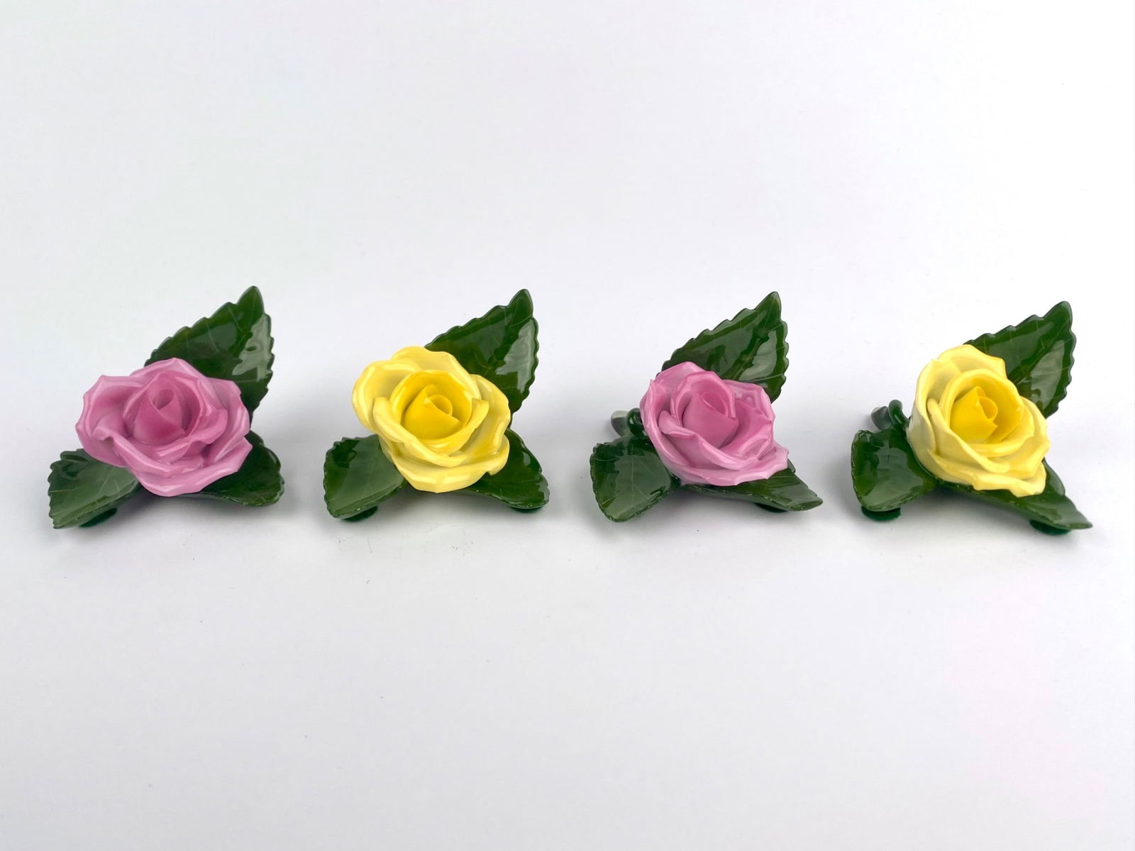 Set of Four Herend Hungary Hand-Painted Porcelain Rose Figurines (1 of 11)