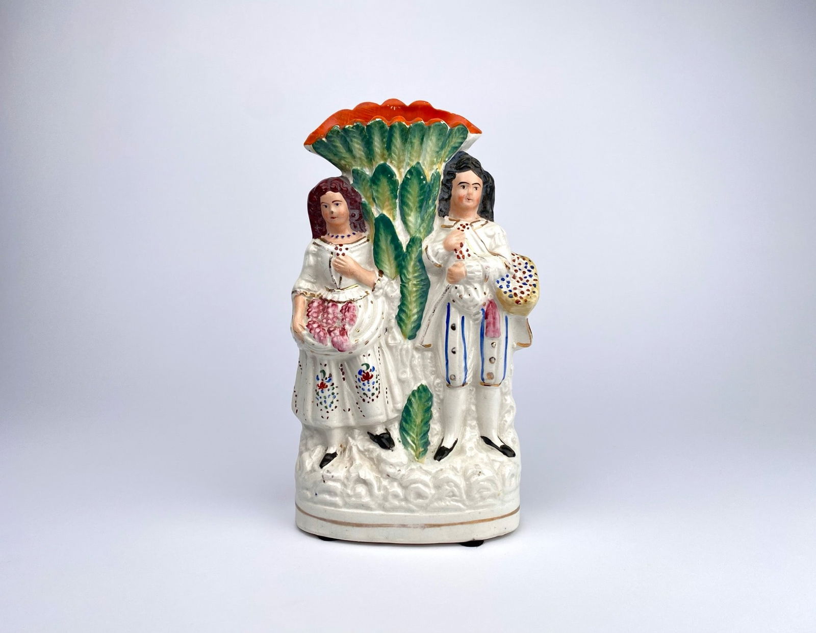 Antique English Staffordshire Figural Spill Vase with Couple Motif (1 of 12)