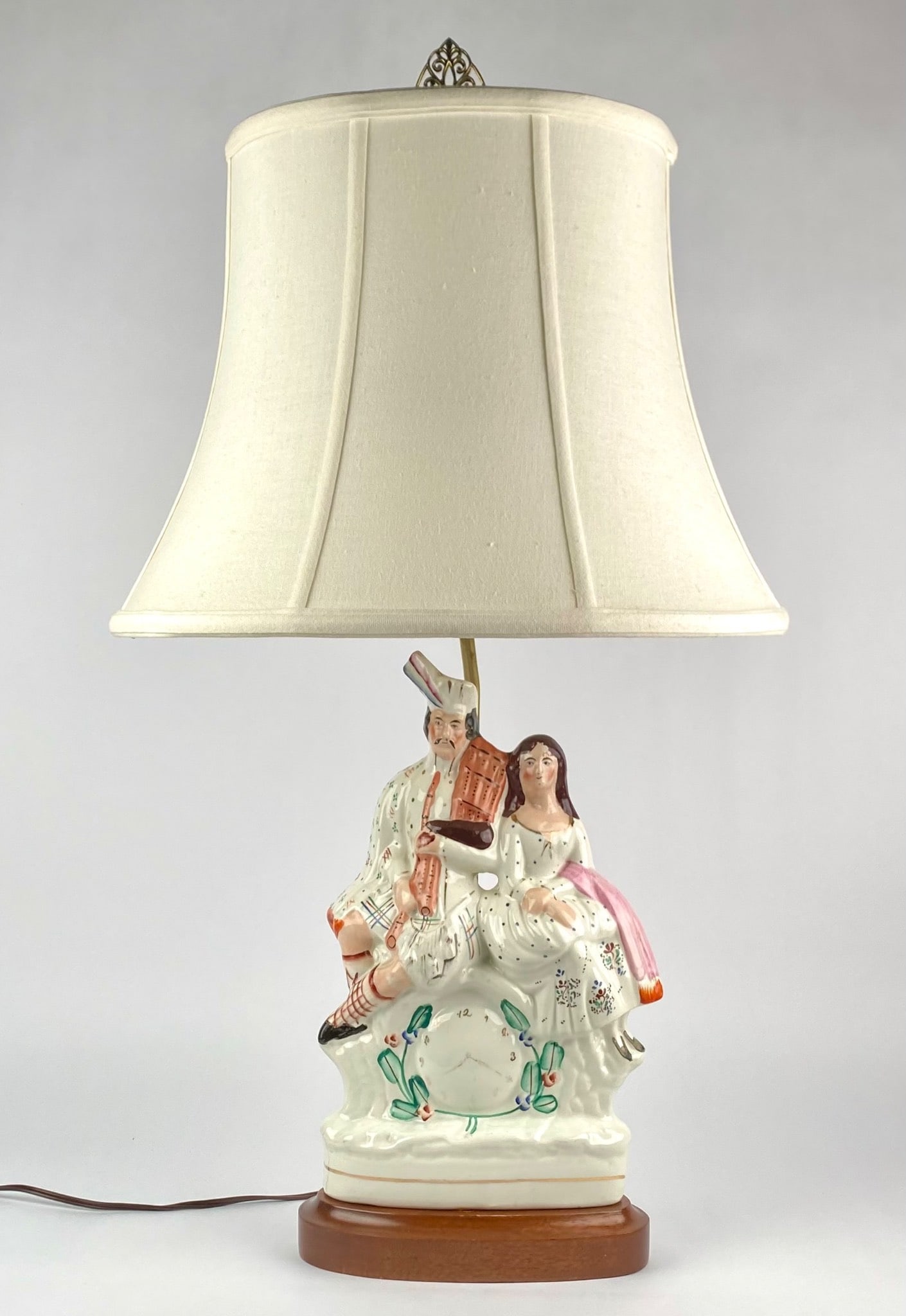 English Staffordshire Figural Couple Porcelain Table Lamp (1 of 12)