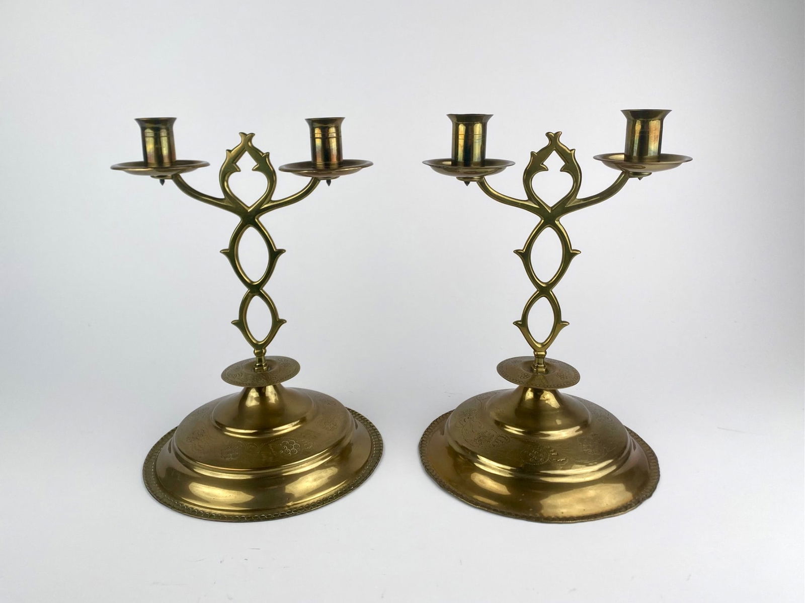 Pair of Brass Two-Light Table Candlesticks, Late 19th to Early 20th Century (1 of 12)