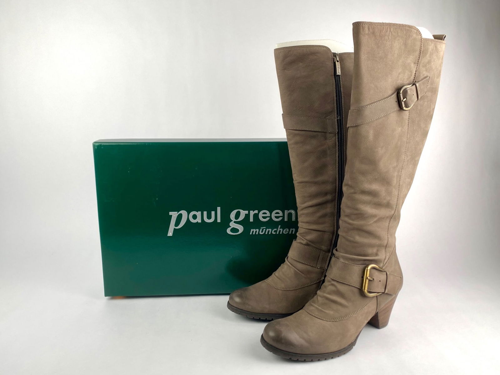 Paul Green Munchen ‘Kimberly’ Graphite Leather Knee-High Boots, Size 9.5 (1 of 9)