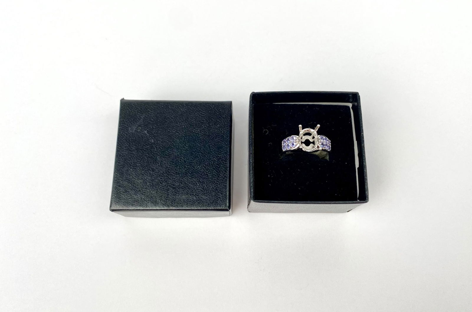 Sterling Silver Ring Setting with Purple Gemstone Accents (1 of 6)