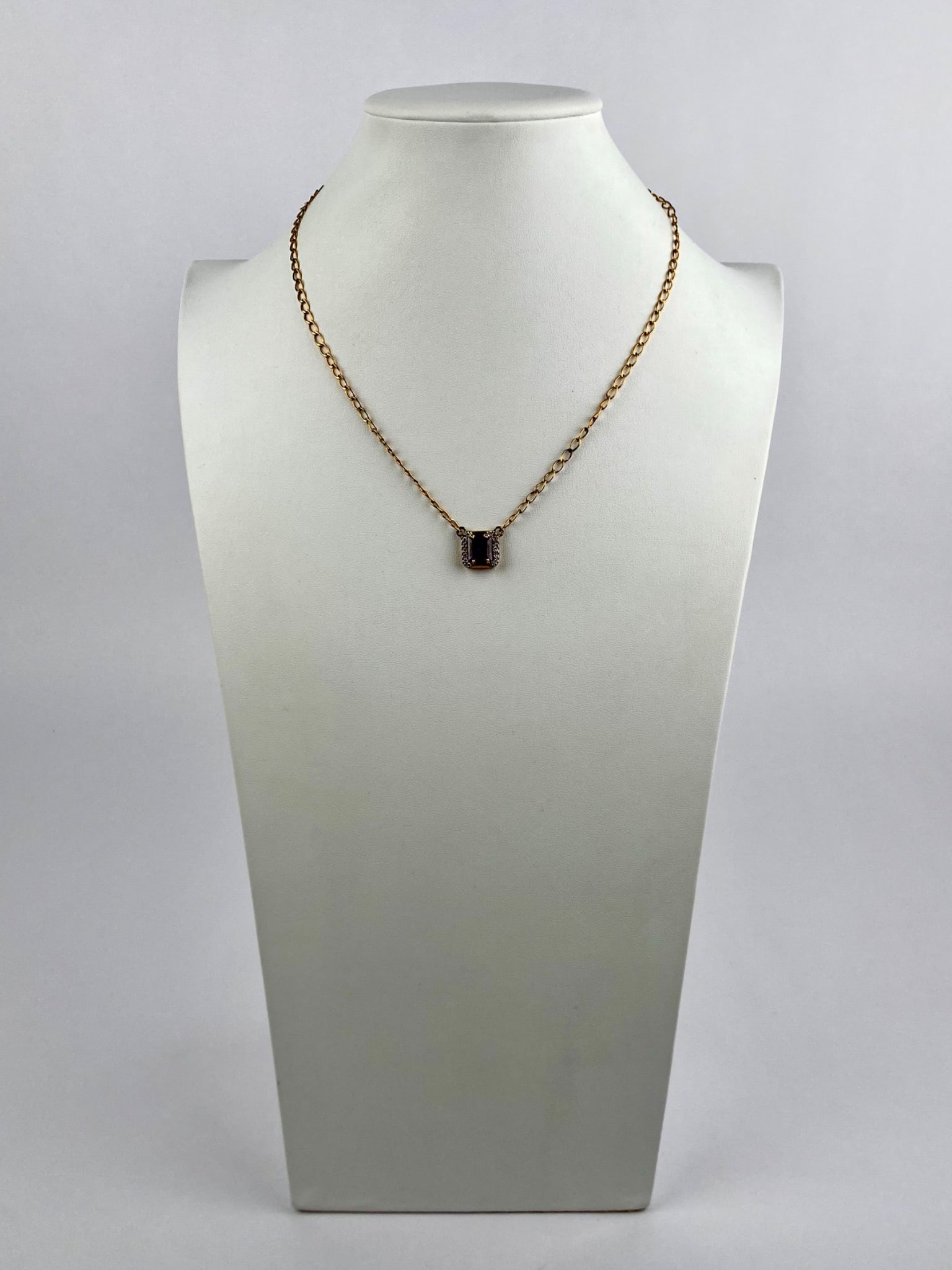 Sterling Silver Necklace with Faceted Purple Stone Pendant (1 of 9)