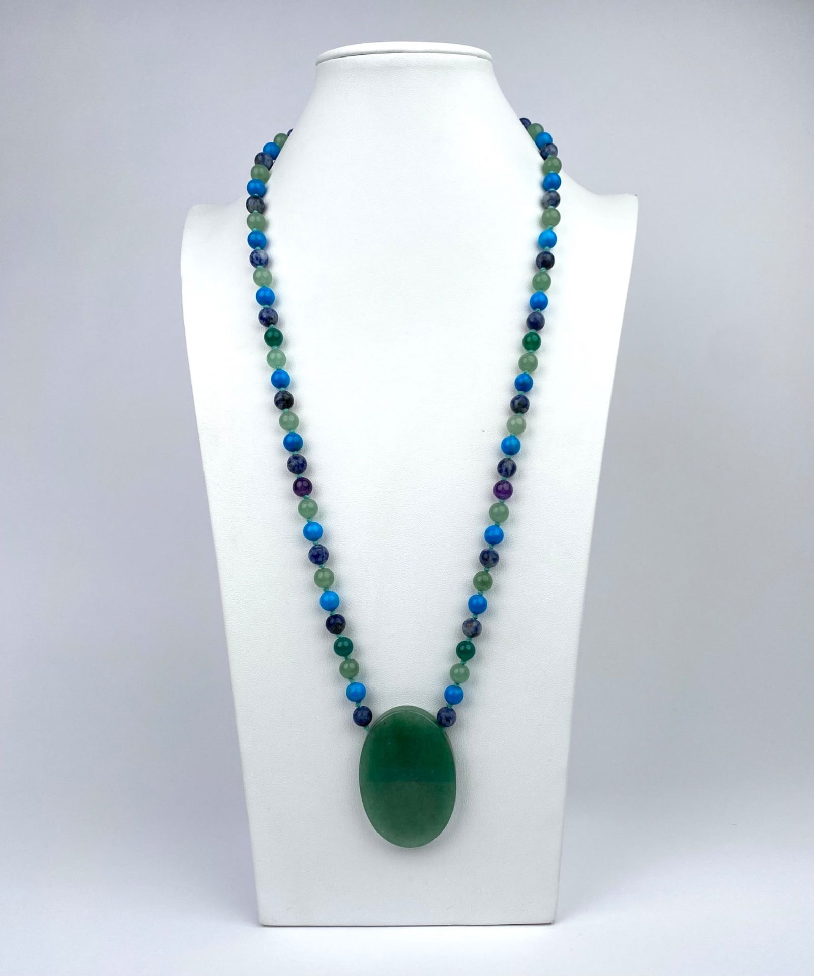 Green Aventurine Pendant Necklace with Multicolor Stone Beads (1 of 7)