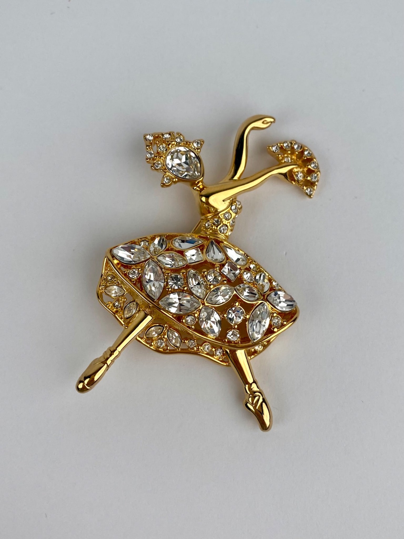 Vintage Gold-Tone Rhinestone Ballerina Brooch (1 of 4)