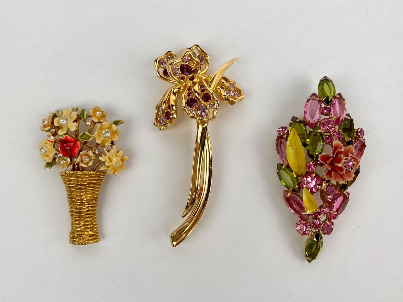 Set of Three Vintage Floral Costume Brooches (1 of 9)