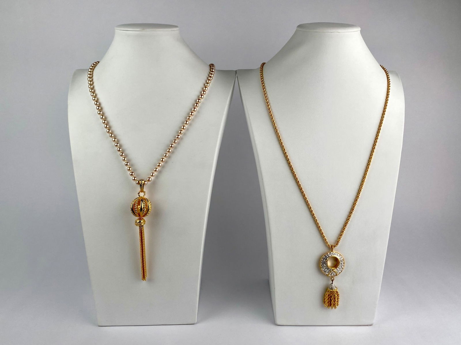 Nolan Miller & KJL Gold-Tone Pendant Necklaces with Rhinestones & Faux Pearls (1 of 10)