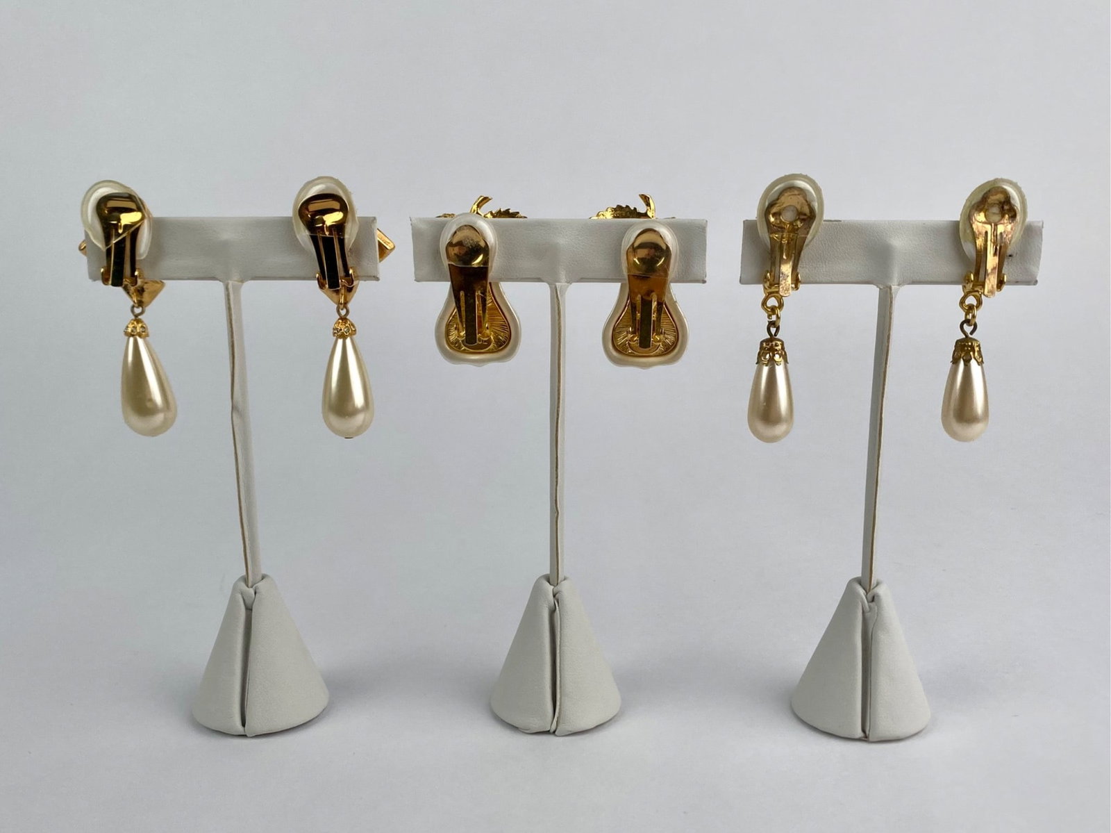 Signed Nolan Miller Faux Pearl Necklace & Three Pair KJL Earring Set - 9