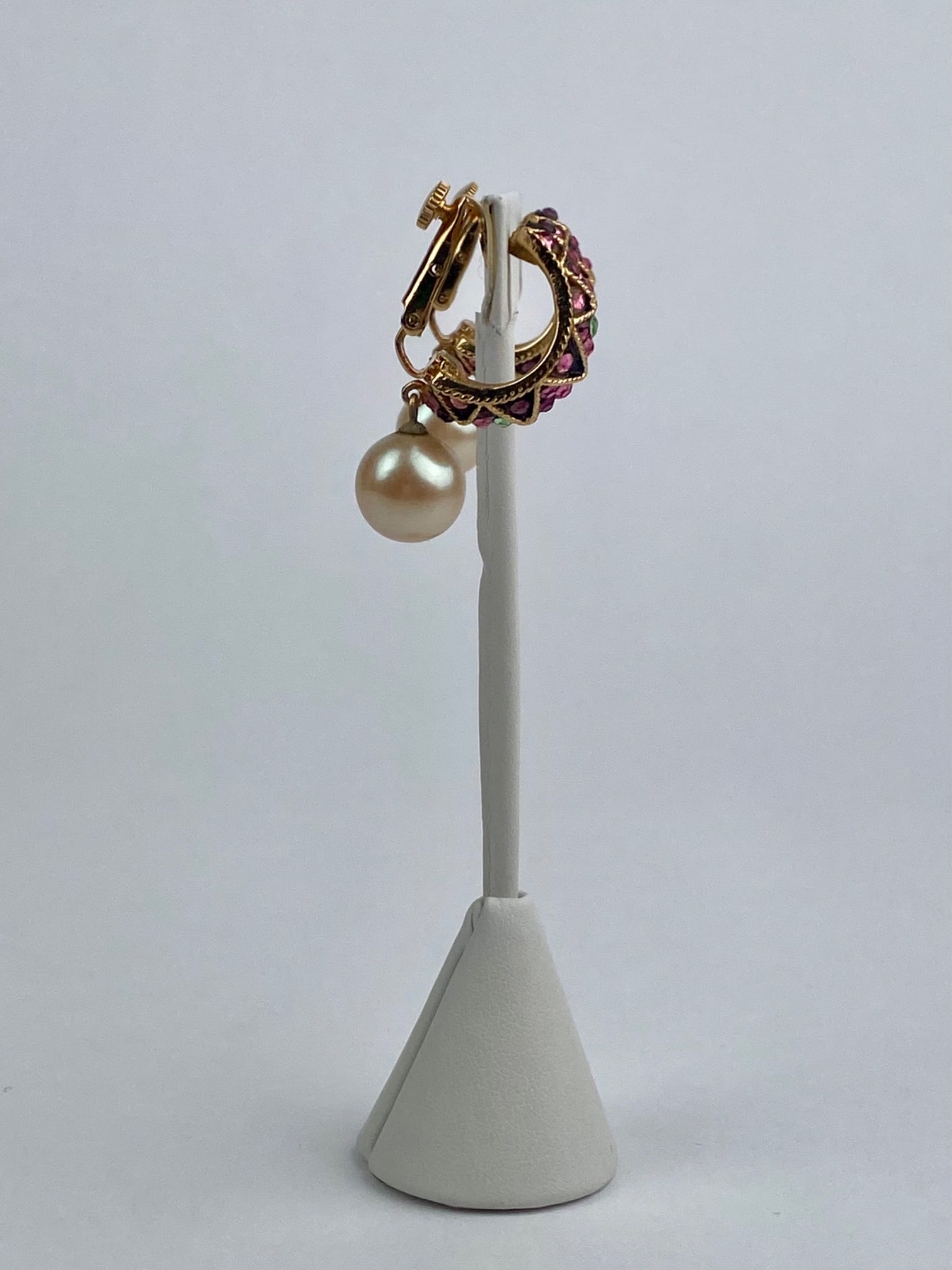 Vendome Gold-Tone Rhinestone Clip Earrings with Faux Pearl Drops - 2